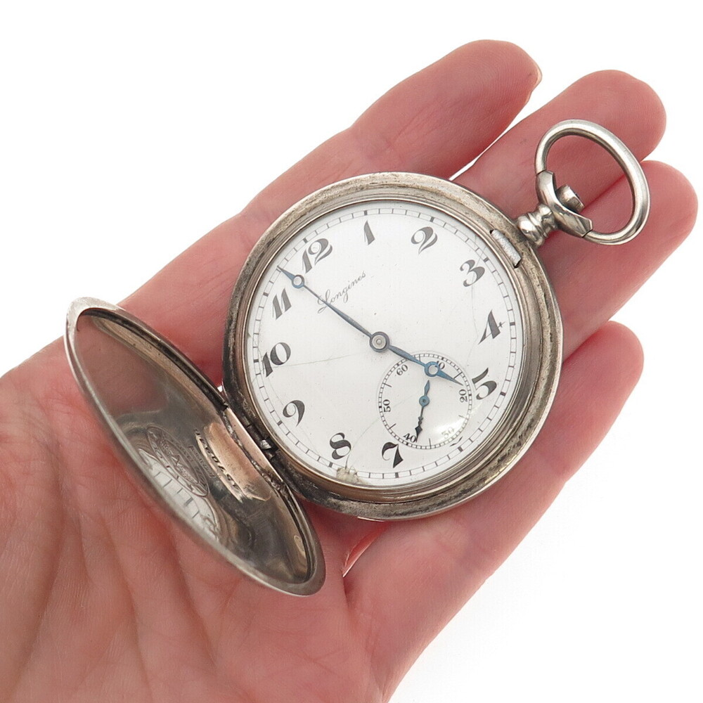 Longines 800 Silver Antique 1900s Grands Prix Pocket Watch (missing crown)
